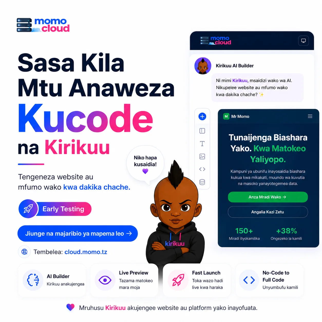 Momo Kirikuu: Build Websites and Systems Faster with AI